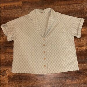 We the Free People Shirt Size S Sage Green Textured Notched Collar Boho Shacket